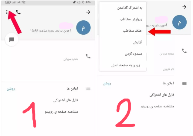 چرا مخاطب روبیکا حذف نمیشه؟