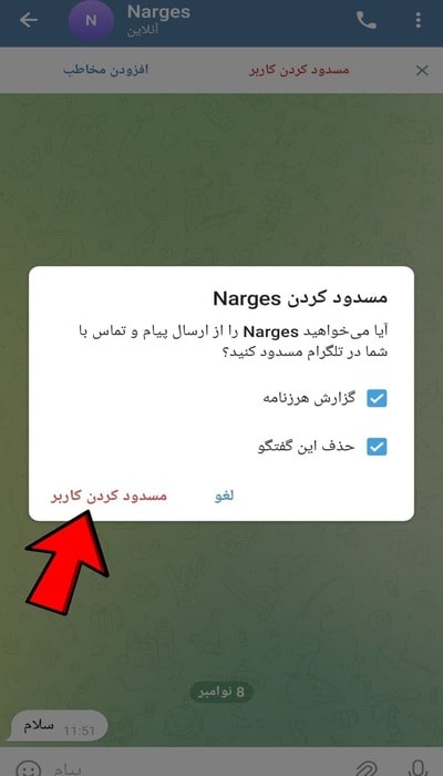 نحوه گزارش کردن کاربران در تلگرام